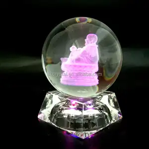 Bola de Fengshui para decoración del hogar de alta calidad al por mayor, lámpara de noche artística 3D, luz de bola de cristal grabada con láser de Dios religioso