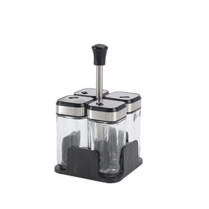 Support d'assaisonnement Portable avec 4 bouteilles en verre support <span class=keywords><strong>rotatif</strong></span> à épices - Product Image 1