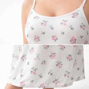 Gaun Tidur Wanita Musim Panas Elegan Seksi Bahan Nilon, Kerah V Lengan Pendek, Motif Bunga, Kain Renda Lembut dan Bernapas, Pakaian Tidur, Logo Dapat Disesuaikan - Product Image 2