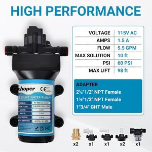 Pompe à eau Exhoper 5,5 GPM 60 PSI, pompe à membrane auto-amorçante à 4 chambres avec accessoires - Product Image 2