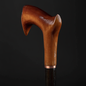 Bâton de marche classique en bois d'érable sculpté à la main, embout en caoutchouc, poignée en laiton, finition polie, pour personnes âgées, usage quotidien - Product Image 1