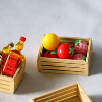 Panier à fruits rectangulaire miniature en bois pour maison de poupée, accessoires de modèle, décorations pour scènes à l'échelle et micro-paysages