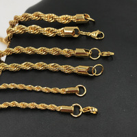 Yumfeel — collier pour hommes et femmes, chaîne de corde torsadée en acier inoxydable, plaqué or, 18K, 4, 6, 8MM, 24 pouces