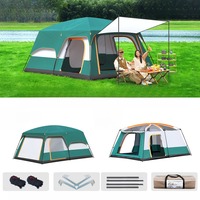 Tenda Camping Dua Lapis Siap Pakai Semua Musim, Dua Kamar Satu Ruang Tamu, Ruang Luas, Portabel, Anti Panas, Tahan Air 2000-3000mm