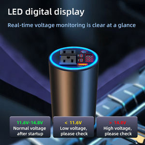 Nouvel onduleur de voiture 200W DC 12-24V avec ports USB Type C double adaptateur d'alimentation de voiture pour véhicules - Product Image 2