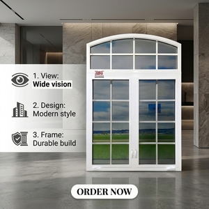 Ventanas Corredizas Modernas de PVC, Ventanas Arqueadas de Vidrio Simple/Doble, Rejillas para Cocina y Baño, Apertura Horizontal, Aislamiento Acústico - Product Image 1