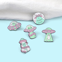 Mode créatif Alien chat vaisseau spatial alliage broche dessin animé chat sac à dos Badge personnalité tout match sac à dos vêtements accessoires