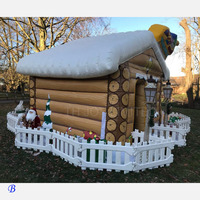 3X3x3mh Décoration de Noël durable Maison du Père Noël gonflable pour l'extérieur Grotte du Père Noël pour la fête