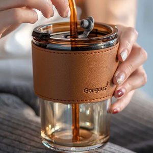 <span class=keywords><strong>Mug</strong></span> de Voyage Personnalisable <span class=keywords><strong>en</strong></span> <span class=keywords><strong>Verre</strong></span> à Double Paroi 450 ml (17 oz) avec Couvercle <span class=keywords><strong>en</strong></span> Plastique, Idéal pour Thé, Café, Étudiants et Fêtes - Product Image 4