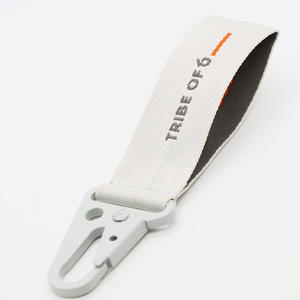 高品質 グレー イーグルビークフック 刺繍 織り キーチェーンストラップ ステッチ 両面ジャカード ショートランヤード - Product Image 1