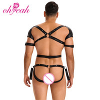 BDSM mode réglable en cuir Bondage harnais hommes Rivet lambris hanche dos ouvert fétiche Bondage sangles Sexy Lingerie hommes