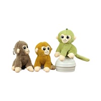 Jouet en peluche singe doré réaliste et mignon, style animal, avec grands yeux, en coton PP, pendentif porte-clés en sac filet