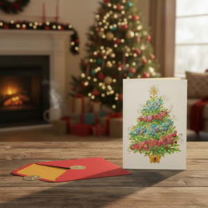 Biglietti di Natale in Confezione con Buste, Set da 12 Pezzi con Messaggi di Pace e Felicità e Albero di Natale - Product Image 3