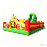 Parc d'attractions gonflable pour jeunes enfants : toboggan, jeux de saut, structure d'escalade, parcours de jeux, aire de jeux combinée, piste de jeux, pour l'extérieur, à décorer, avec distributeur de friandises
