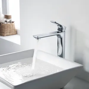 Aquacubic RV Lavatory Vanity Faucet Basin Mixer Tap Solid Brass Body Vessel Sink Faucet CUPC Tall Bathroom Faucet