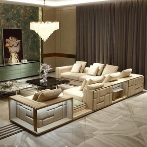 Sofás Seccionales de Lujo con Diseño Italiano Moderno Juego de Sofás Modulares de Piel para Sala de Estar - Product Image 3