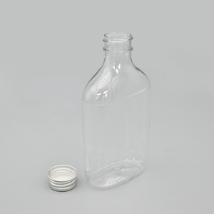 Transparent Pet <b>Flat</b> Bottle 250ml <b>Screw</b> Cap For Wine Beverage Packaging - Product Image 4