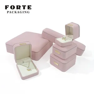 Forte OEM Logo Custom Microfiber Jewelry Packaging Set Fabric Ring Box velvet interior Luxury Wholesale Jewelry Boxes