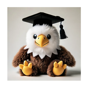Peluche Unisex Personalizzato a Forma <span class=keywords><strong>di</strong></span> Aquila, Morbido Regalo <span class=keywords><strong>di</strong></span> Laurea con Testo Personalizzato, Nome e Logo della Scuola sul Cappello - Product Image 1