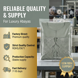 Conjunto de Abaya Musulmana con Hiyab a Juego, Puños Bordados Florales, Multicolor, ODM - Product Image 6