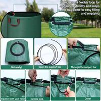 Saco de Lixo para Jardim 272L com Tampa com Zíper, Saco de Coleta de Folhas Reforçado para Limpeza de Quintal Externo