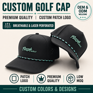 Gorra de Golf Funcional de Cinco Paneles, Sólida e Impermeable, con Emblema de Silicona Personalizado, Bajo MOQ, OEM, Perforada con Láser, Transpirable, Protección Durante Todo el Día - Product Image 1