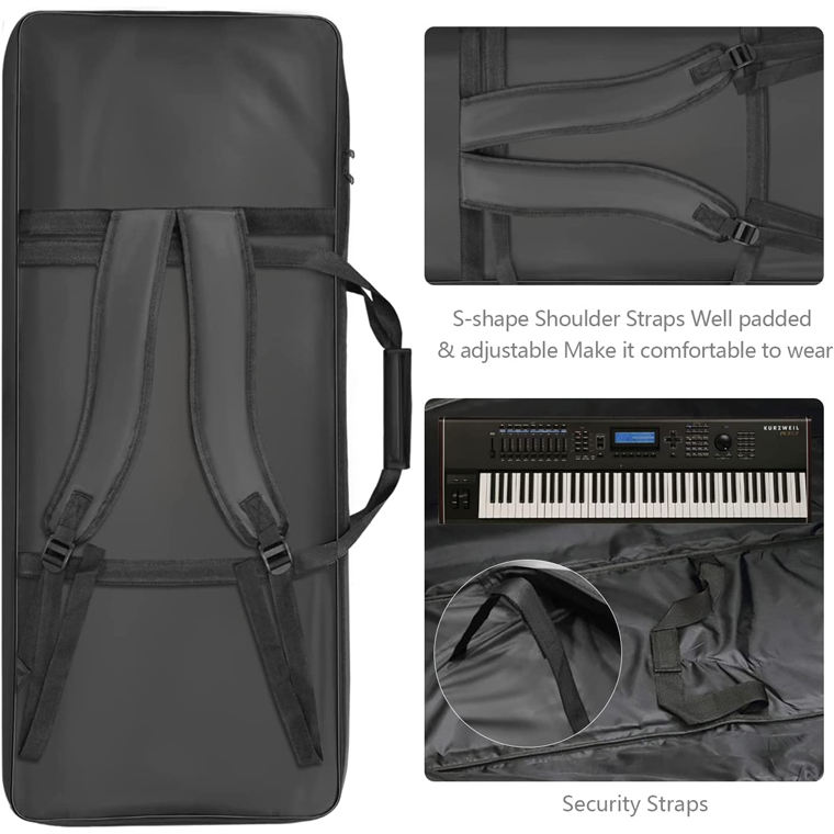 Waterproof 61 Key Keyboard Gig Padded Case Bag Portable Durable ...