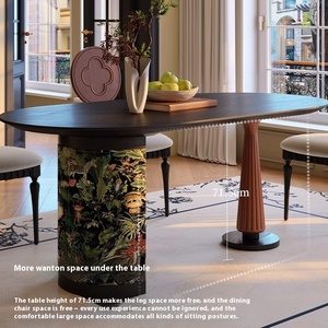 Ensemble de table et de chaises de salle à manger ovales en bois massif moderne pour petit appartement, salon, meubles de maison - Product Image 2