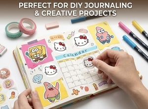 Rouleau d'autocollants mignons de 25 mm, autocollants esthétiques ronds pour enfants, pour le bricolage, le journaling, le scrapbooking, imperméables, sans résidus, 500 pièces - Product Image 4