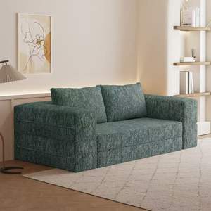 Sofá Cama Convertible Extensible, Sofá de Piso Plegable de Chenilla, Futón Desplegable <span class=keywords><strong>con</strong></span> Colchón y Almohadas, Dos <span class=keywords><strong>Plazas</strong></span> - Product Image 2