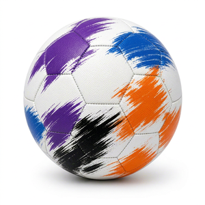 ลูกฟุตบอลขนาด 5 สีขาว ลายสีม่วง น้ำเงิน ส้ม ดำ ทนทาน เหมาะสำหรับฝึกซ้อม - Product Image 1