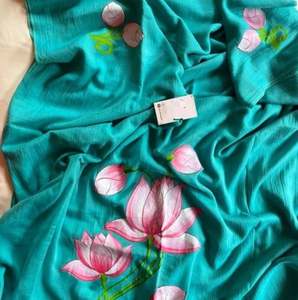 Sari en coton Khadi à pois, écologique, séchage rapide, tissé imprimé, pour filles/femmes, léger, pour mariage/occasions spéciales, fil 75D, 370 - Product Image 1