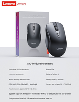 Ratón Inalámbrico LENOVO 2.4G de Modo Dual, Diseño Ergonómico Curvo, Ajuste de DPI Multivelocidad, Recargable, RGB para Juegos