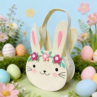 Panier de Pâques en feutre non tissé pliable, écologique, mini, coloré, imprimé sur mesure, pour la chasse aux œufs des enfants, conteneur cadeau, fête, Rolyee