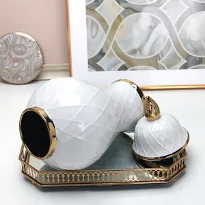 Nordic Ceramic Gilded Vases Light Luxury Handicrafts Soft Packaging Storage And Decoration