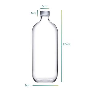 Clear Glass Bottles 1 Liter <b>Screw</b> Cap Hermetic Seal Elegant Design Drinkware <b>Set</b> of 6 - Product Image 2