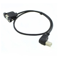 Échantillon gratuit Câble USB 2.0 B mâle B femelle à angle droit gauche/droite personnalisé 90 degrés Gaine en PVC Verrouillage à vis Tressé pour ordinateurs