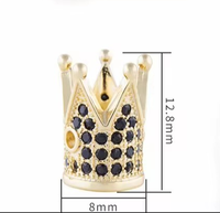 Vente en gros laiton roi couronne perle pavé noir CZ pour hommes bracelet breloques perles entretoises pour la fabrication de bijoux à bricoler soi-même résultats