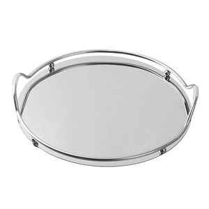 Silver Finished Stainless Steel Serving Tray Mirror Finished Multi-Function Perfume Jeweled <b>Tea</b> <b>Set</b> For Table Decorative - Product Image 1