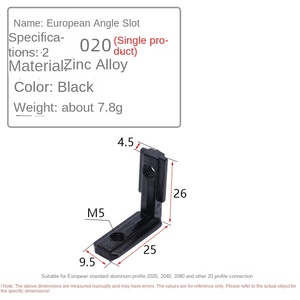 Deying 2020/3030/4040L noir connecteur de fente d'angle Standard europé<span class=keywords><strong>en</strong></span> accessoires de profil <span class=keywords><strong>en</strong></span> aluminium zinc Carton intégré emballé - Product Image 4