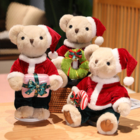 Ours en peluche doux et moelleux de Noël, poupée en peluche avec manteau rouge du Père Noël, jouet en peluche de Noël, souvenir de Noël, ornement, cadeau, ours en peluche