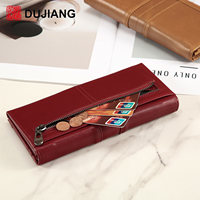 Dompet Panjang Wanita Kulit Asli DUJIANG, Banyak Slot Kartu, Gaya Vintage Minimalis, Dompet Lipat Model Akordion, 2180