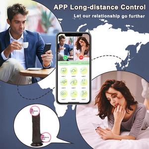 老人用黒QiaYi QYD-Y007-2 APP制御伸縮性シリコーンディルドバイブレーター0.5kg防水女性マスターブレーター - Product Image 5