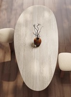 Ensemble de table à manger en bois massif DISHI, assemblé, plateau en marbre, meubles pour la maison, salon, appartement, villa, hôtel, salle à manger