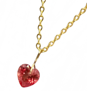 Joyería UM, Colgante de Oro Sólido de 18K con Rubí Padparadscha Cultivado (Cadena Plateada), Unisex/Hombre/Mujer, Compromiso, Aniversario, Uso Diario - Product Image 3
