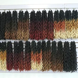 18 pollici Gypsy Locs ondulato intrecciare sintetico Gypsy Faux Locks Ombre estensione dei capelli trecce Jumbo Crochet treccia capelli Gypsy Locs