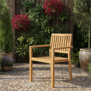 Silla de Comedor Ligera y Cómoda Lyvia con Encanto Rústico, Elegancia Refinada y Artesanía Duradera en Madera de Teca para Jardín y Patio - Product Image 6