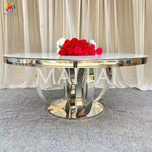Mesa de comedor redonda de acero inoxidable, base redonda, mesas para bodas y eventos - Product Image 3