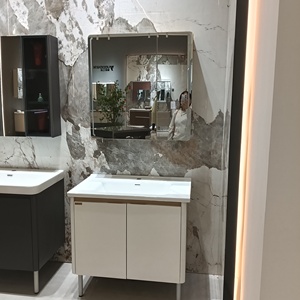 New white compact bathroom cabinet smart <b>mirror</b> cabinet white washbasin floor-standing cabinet body - Product Image 6