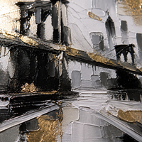 Peinture à l'huile sur toile de paysage de la Pont de Brooklyn, faite à la main, de haute qualité, moderne, représentant un bâtiment urbain, pour la décoration murale de la pièce